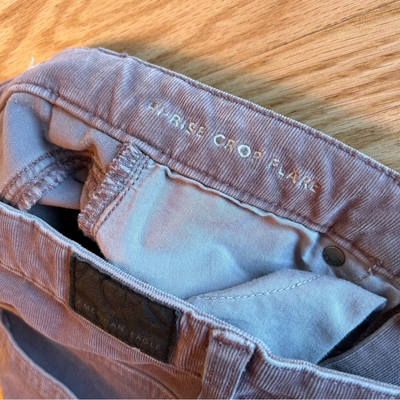 American Eagle Corduroy Hi Rise Crop Flare Purple Mauve 4 Long - Picture 9 of 10